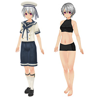 Short hairstyle and Sailor Suit Set